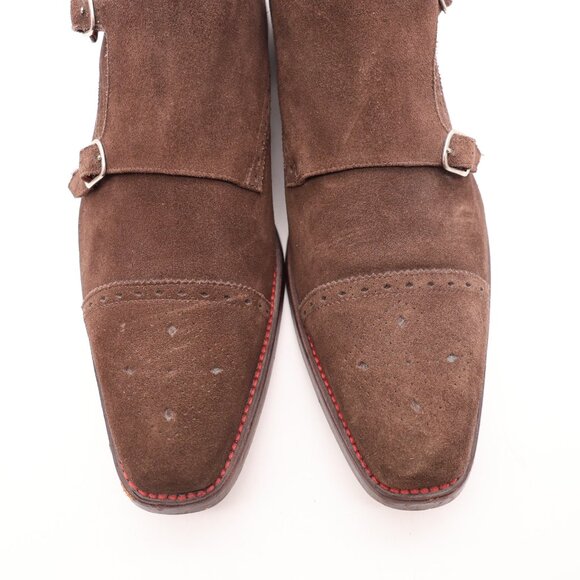 Jeffery West Double Monk Strap Men's UK 10 US 11 Brown Suede Cap Toe Dress Shoes - Picture 12 of 12
